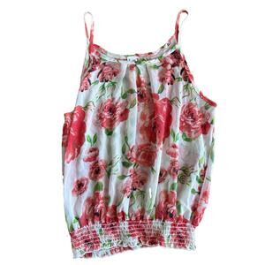 Women's Floral Camisole‎ Tank Top Pink Rose Spaghetti Strap Scoop Neck Romance L